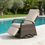 Arttoreal Outdoor Swivel Rattan Lounge Chair, 42.2 inches high,  – Indoor/Outdoor Recliner with Side Table