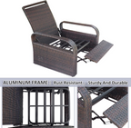 Arttoreal Outdoor Wicker Recliner / Rattan Sofa Recliner / Aluminum Frame Recliner Chair / Patio Furniture Single Armchair with Cushion