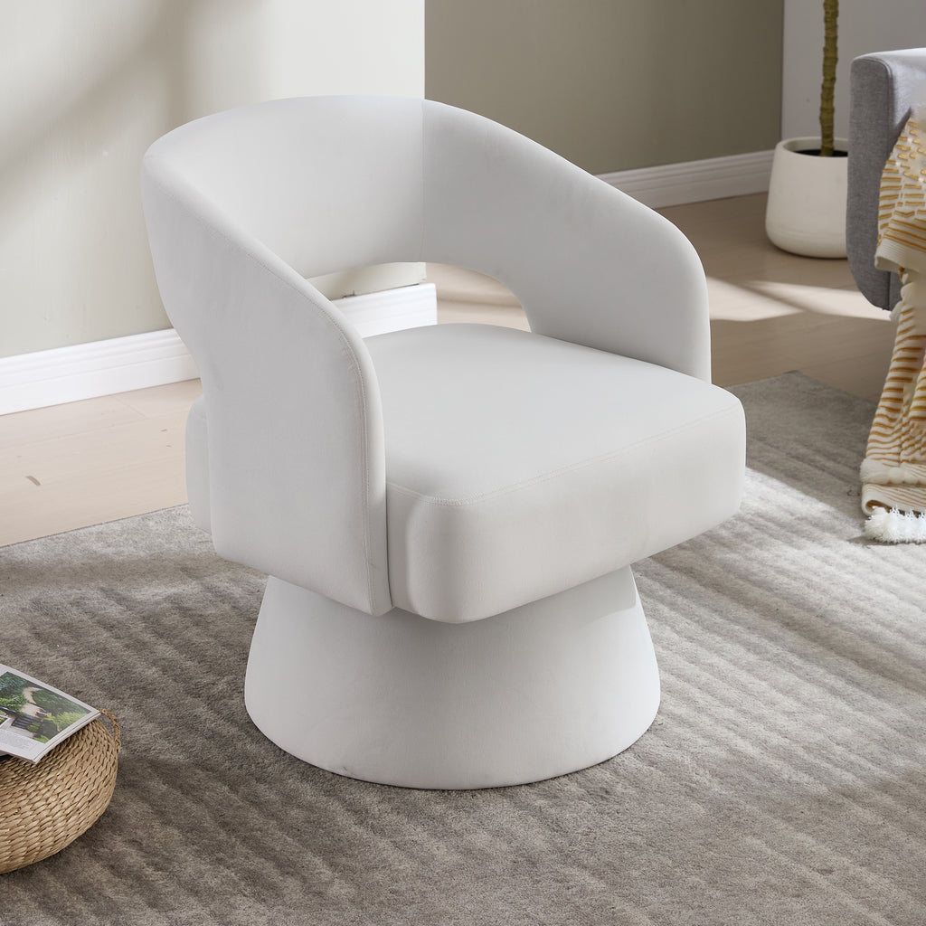 Swivel Barrel Chair, Velvet Accent Armchair 360 Degree Swivel Club Chair for Living Room Bedroom Reception Room