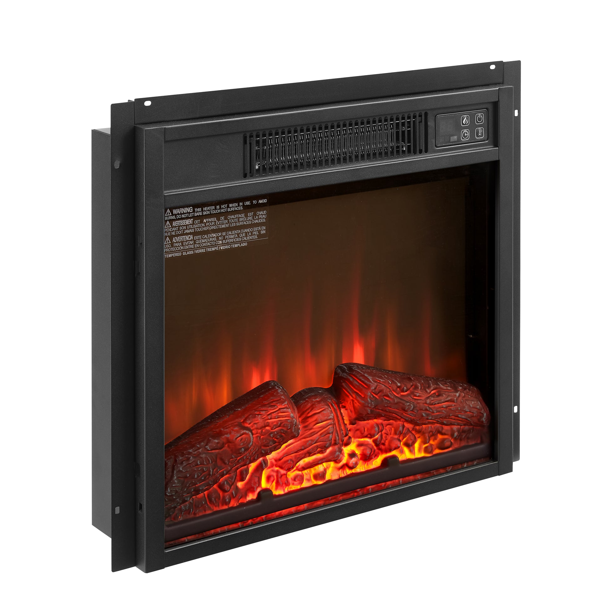 Electric Fireplace Insert 18" 1400W 120V ,Equipped with remote control, ultra thin heater with log set & realistic flame - BLACK