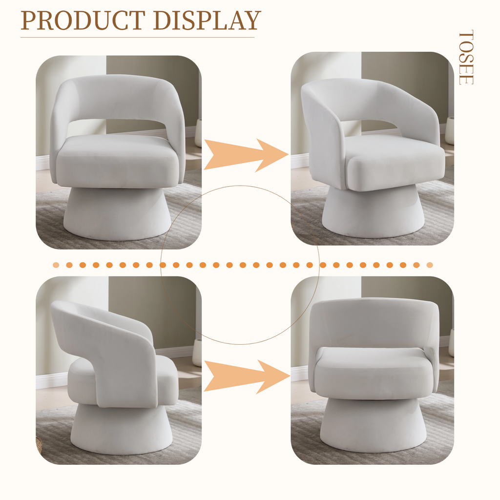 Swivel Barrel Chair, Velvet Accent Armchair 360 Degree Swivel Club Chair for Living Room Bedroom Reception Room