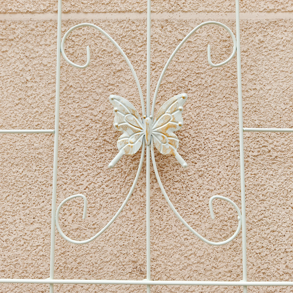 2 Pack Metal Garden Trellis 86.7" x 19.7" Rustproof Trellis for Climbing Plants Outdoor Flower Support Cream