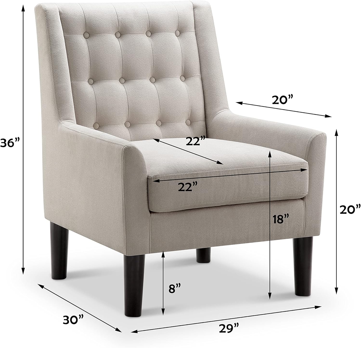 Modern Accent Chair – Tufted Upholstered Armchair for Small Living Areas