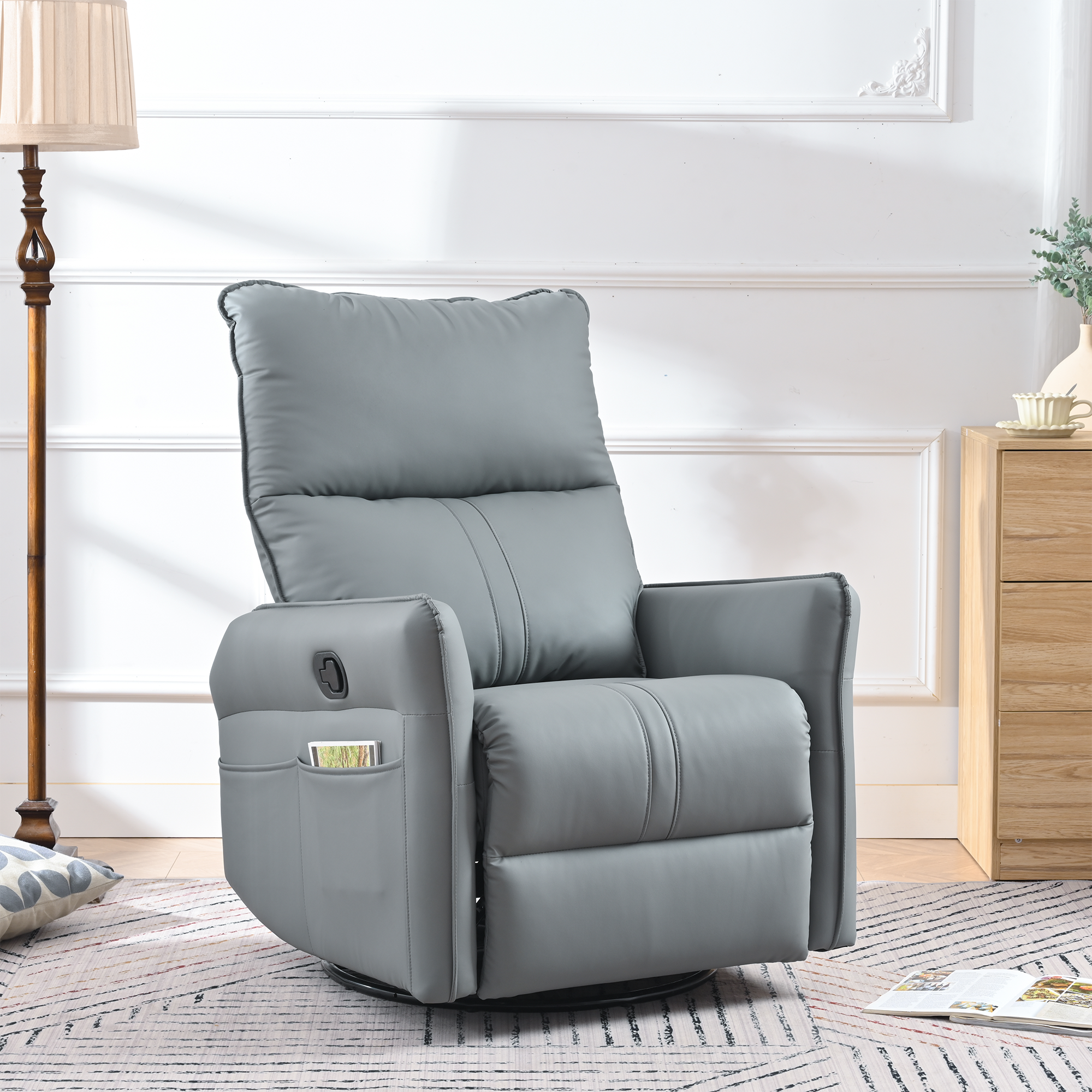 Power Swivel Rocker Recliner Chair for Adults, 270° Swivel Rocking Recliner Chair,Electric Small Recliners for Small Spaces, Single Sofa Recliner for Living Room, Bedroom