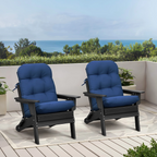 3 Pieces Folding Adirondack Chairs, Patio Fire Pit Chairs, Outdoor Weather Resistant Lounger with Cup Holder, Coffee Table for Deck, Backyard, Garden