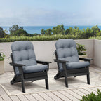 3 Pieces Folding Adirondack Chairs, Patio Fire Pit Chairs, Outdoor Weather Resistant Lounger with Cup Holder, Coffee Table for Deck, Backyard, Garden