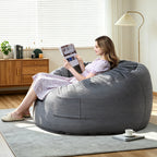 Arttoreal Bean Bag Chair with Foot Stool, 40.5" Corduroy Bean Bag Sofa for Living Room Bedroom