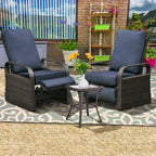 Arttoreal Outdoor Wicker Recliner / Rattan Sofa Recliner / Aluminum Frame Recliner Chair / Patio Furniture Single Armchair with Cushion