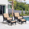 Outdoor Rattan Furnitue Sectional Couch Sofa Set / 4 Pieces Wicker Conversation Set with Single Chairs, Triple Sofa, Coffee Table