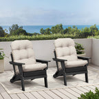 3 Pieces Folding Adirondack Chairs, Patio Fire Pit Chairs, Outdoor Weather Resistant Lounger with Cup Holder, Coffee Table for Deck, Backyard, Garden