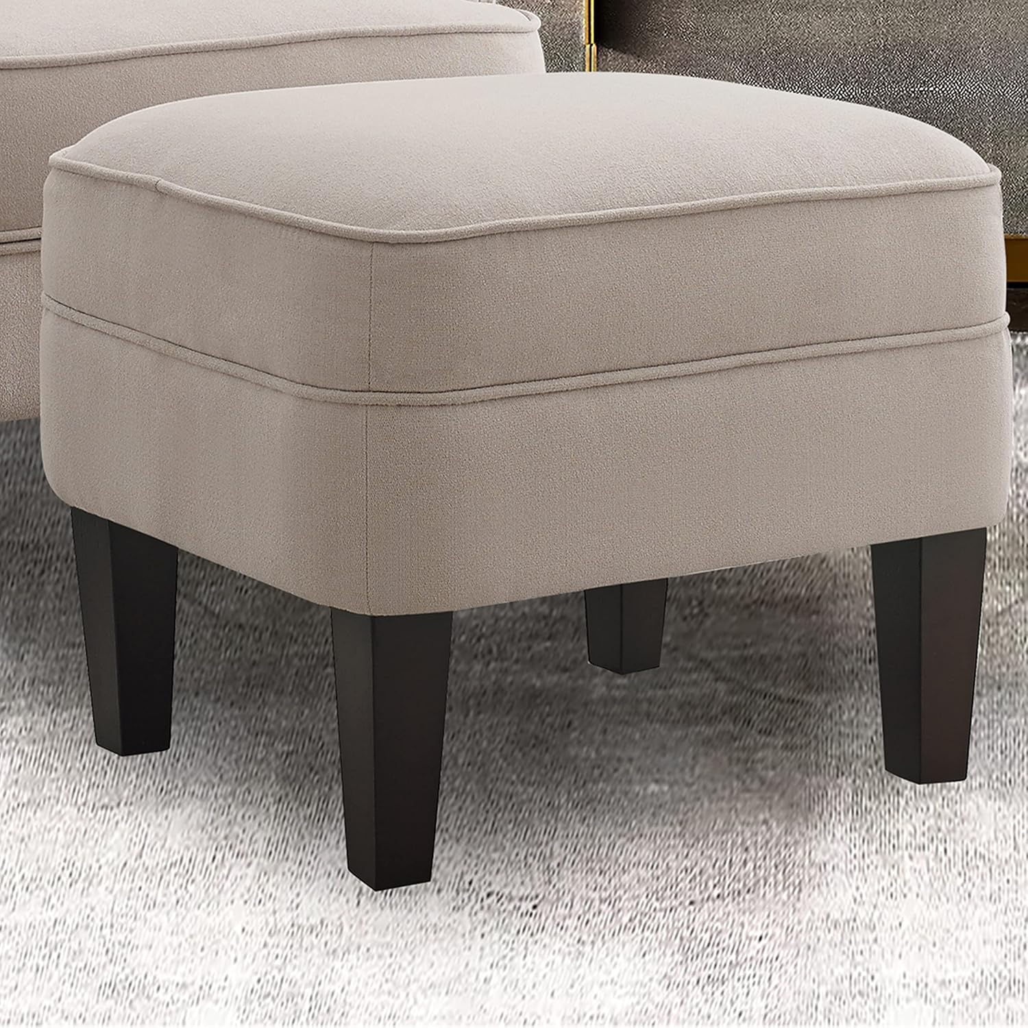 Bedroom armchair with footrest, with height adjustment and button tufting, large size, beige