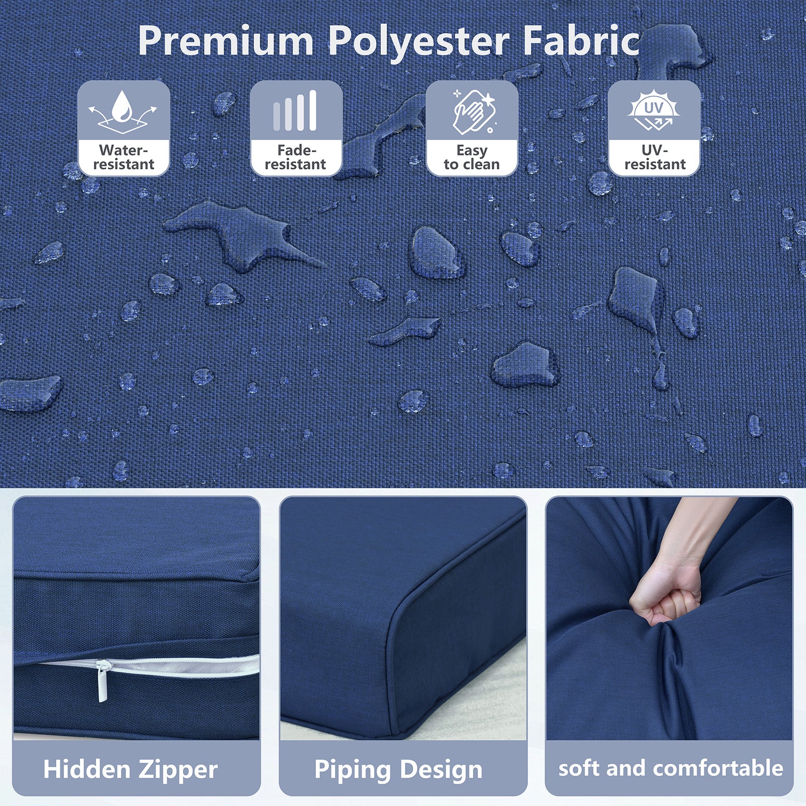 Arttoreal Outdoor Deep Seat Cushion Set, 24 x 22 x 4.3 in Seat and Back Replacement Cushions for Patio Furniture, Water-Resistant Fabric