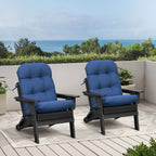 3-piece folding Adirondack chair set with cushions, patio fireplace chair, outdoor weather-resistant chair, with cup holder and coffee table, suitable for patio, backyard, and garden.