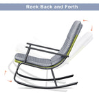 Arttoreal 3-Piece Patio Rocking Chair Bistro Set, Heavy Duty 330 LBS Rocking Chairs with 17.3" Side Table, Gray Cushion & Green Wicker for Garden, Balcony
