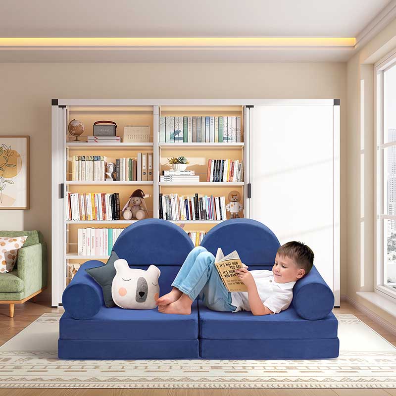 【Clearance Sale】10 PCS Modular Kids Play Couch,100+DIY Creativing Kids Couch for playroom, Convertible Kids Couch Building Fort, Removable Sponge Cushion Covers for for Boys and Girls