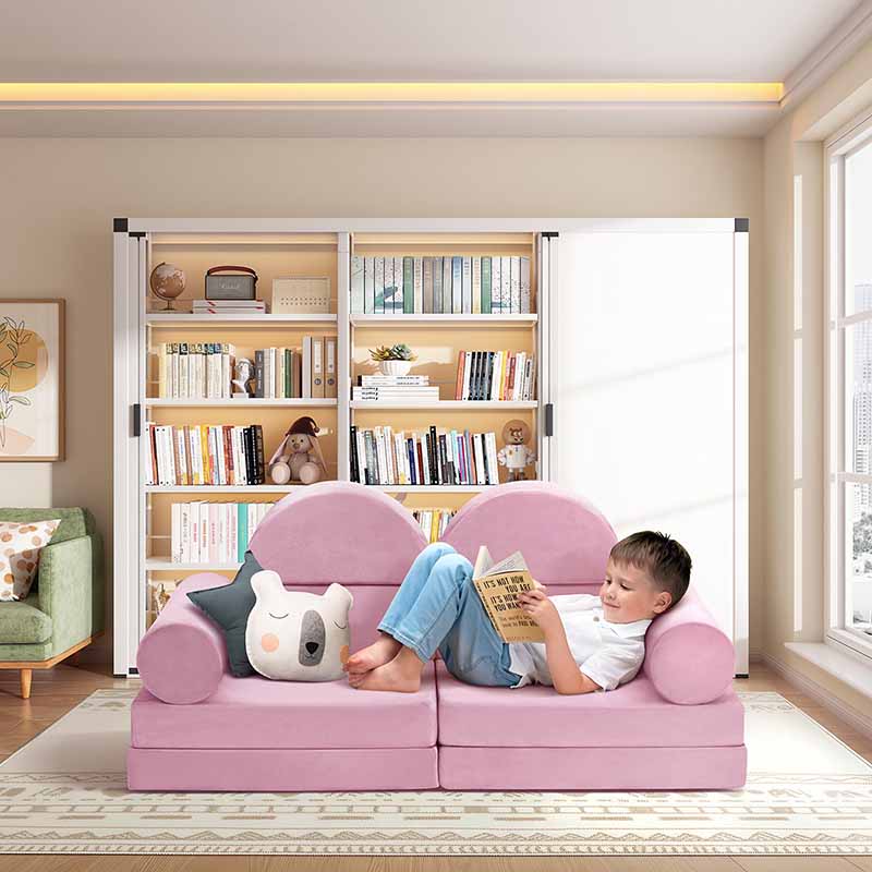 【Clearance Sale】10 PCS Modular Kids Play Couch,100+DIY Creativing Kids Couch for playroom, Convertible Kids Couch Building Fort, Removable Sponge Cushion Covers for for Boys and Girls