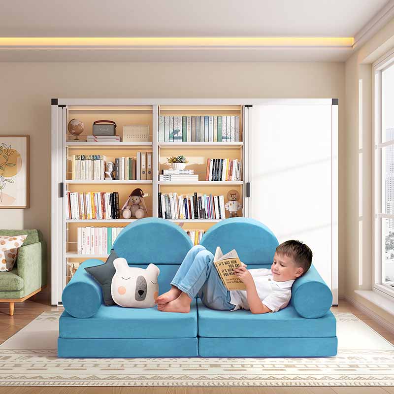 【Clearance Sale】10 PCS Modular Kids Play Couch,100+DIY Creativing Kids Couch for playroom, Convertible Kids Couch Building Fort, Removable Sponge Cushion Covers for for Boys and Girls