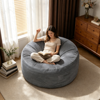 Arttoreal Bean Bag Chair with Foot Stool, 40.5" Corduroy Bean Bag Sofa for Living Room Bedroom