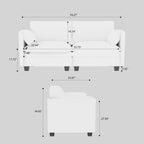 74.27'' Loveseat Sofa, 2 Seater Comfy Couch,Mid Century Modern Designed for Small Spaces, Apartment, Bedroom, Dorm, Office