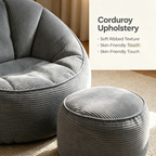Arttoreal Bean Bag Chair with Foot Stool, 40.5" Corduroy Bean Bag Sofa for Living Room Bedroom
