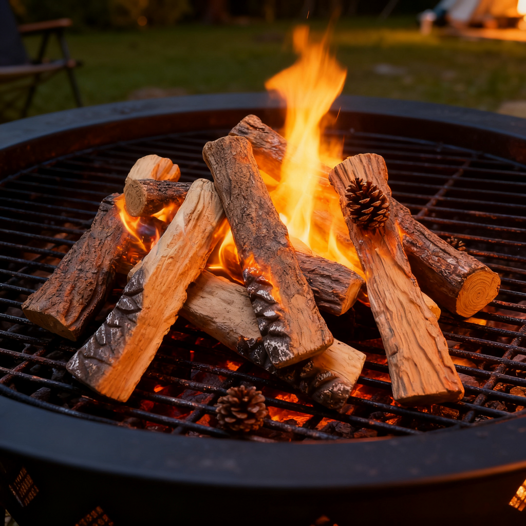 Arttoreal 10PCS Large Gas Fireplace Logs,Ceramic Wood Fire Pit Logs Decorations Indoor and Outdoor