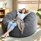 Arttoreal Bean Bag Chair with Foot Stool, 40.5" Corduroy Bean Bag Sofa for Living Room Bedroom