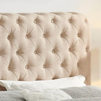 Upholstered Tufted Platform Bed with Deep Button Tufting and Custom Gold Metal Legs, Queen Size Bed Frame, Easy to Assemble, Queen Size Bed Frame