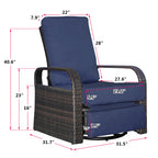 Outdoor Wicker Swivel Recliner / 360-Degree Swivel Recliner Lounge Chair/ Patio Furniture Chair