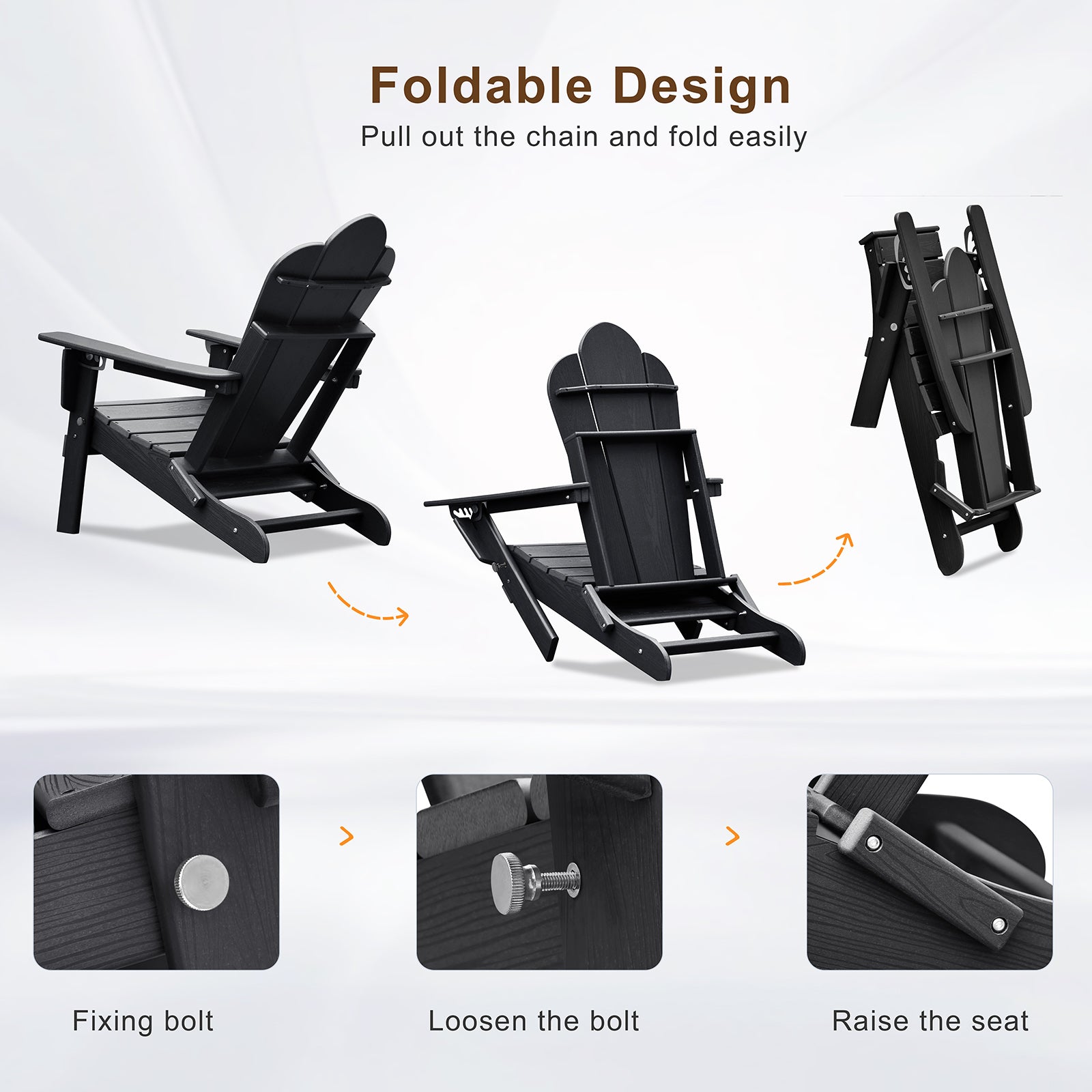 【Arttoreal】 New Adirondack-Chairs-with-Ottoman  | Folding | Retractable-Footrest | HDPE Plastic | All Weather Fire Pit Chair | Cup Holders | Blue | for Outdoor Poolside