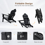 【Arttoreal】 New Adirondack-Chairs-with-Ottoman  | Folding | Retractable-Footrest | HDPE Plastic | All Weather Fire Pit Chair | Cup Holders | Blue | for Outdoor Poolside