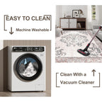 Vintage Bohemian Living Room Area Rug 5x7, Non-Slip Machine Washable Rug, Traditional Persian Area Rug, Non-Shedding Floor Carpet for Bedroom Dining Room Kitchen Entrance