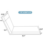 2 Pcs Outdoor Chaise Lounge Chair Cushions, Recliner Cushions with Ties, Patio Seat Cushion for Lawn,Pool & Beach,75" x 22.8" x 2"