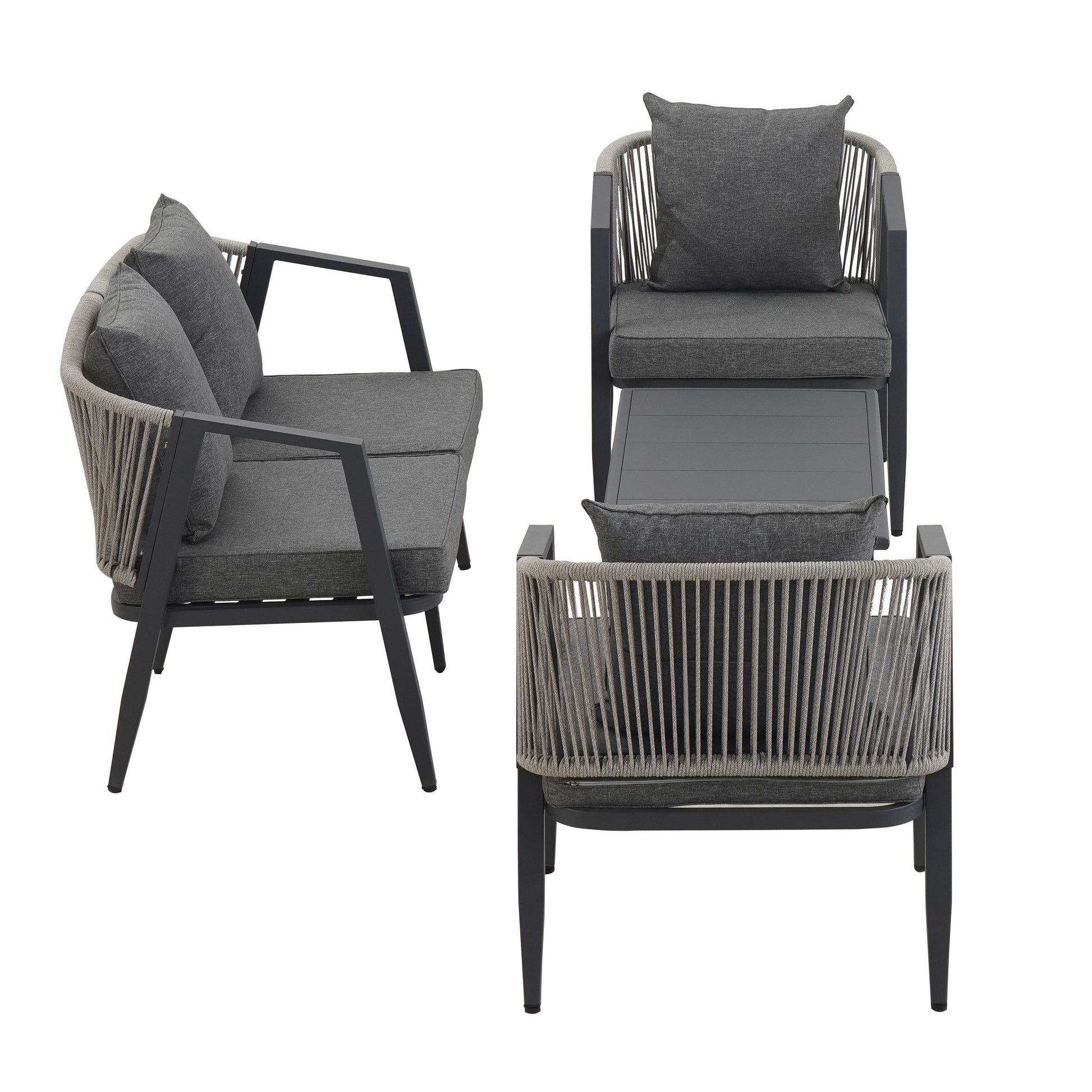 Durable Outdoor Seating Set for Patio, Lawn & Poolside – Comfortable 4-Piece Furniture