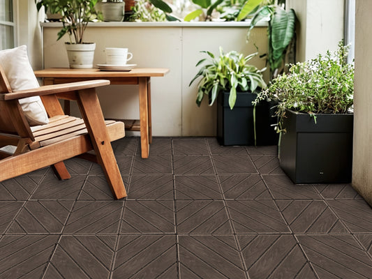 Plastic Composite Patio Tiles 35-Piece Set, Composite Patio Rust-Resistant, Waterproof, Weatherproof, Easy to DIY and Maintain, Great for Patio, Balcony, Roof, Terrace, Indoor and Outdoor, 12x12i Light Coffee