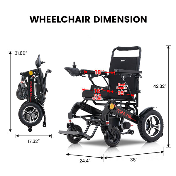 Intelligent Folding Electric Wheelchair / Lightweight Foldable Powered Wheelchair / Electric Scooter Mobility