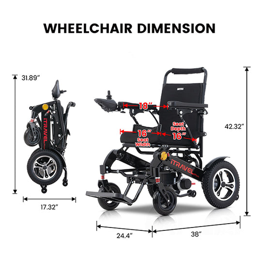 Intelligent Folding Electric Wheelchair / Lightweight Foldable Powered Wheelchair / Electric Scooter Mobility