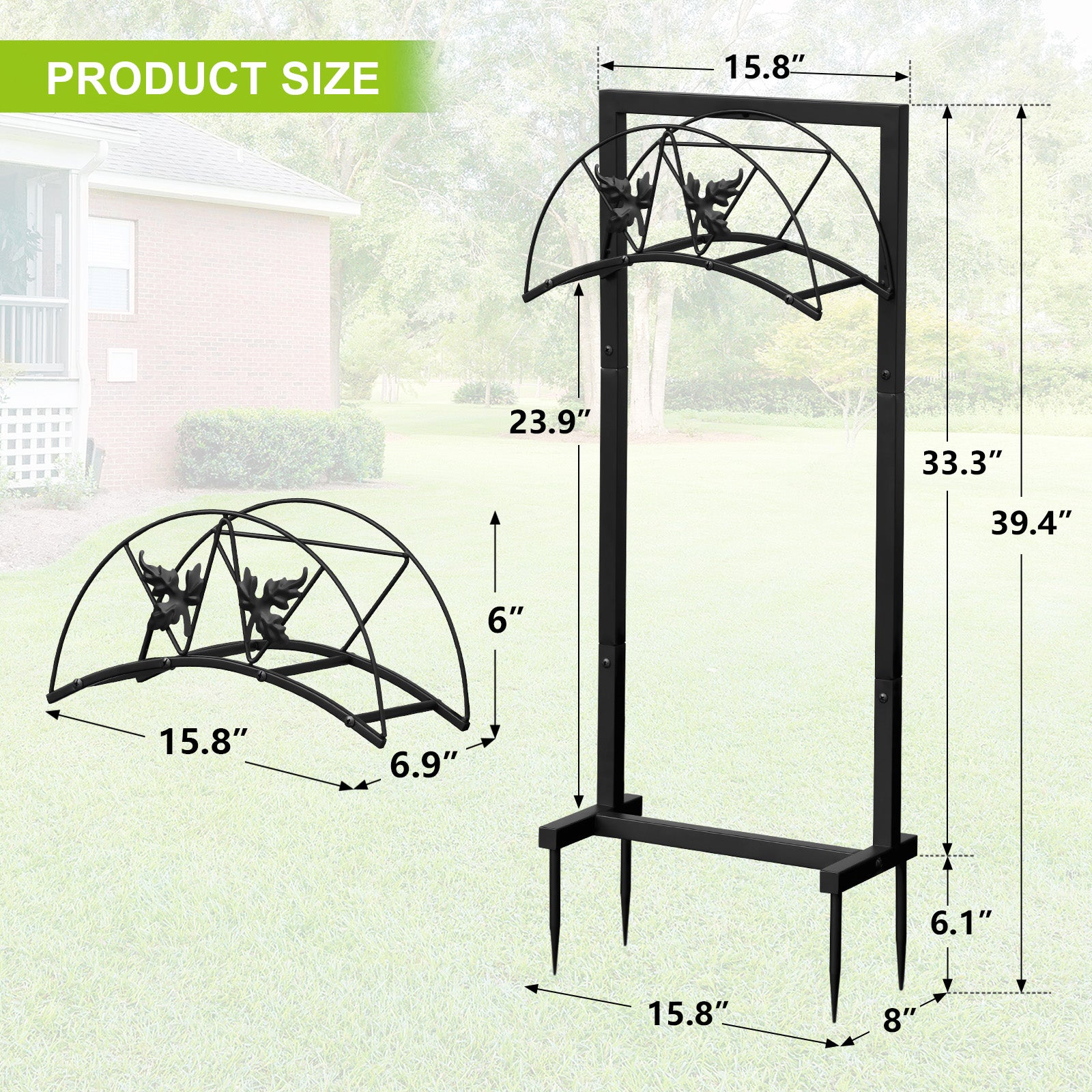 Arttoreal Freestanding Garden Hose Holder, Metal Water Hose Stand with 4 Ground Stakes, Detachable Storage Rack for Yard Lawn Patio