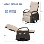 Arttoreal Outdoor Swivel Rattan Lounge Chair, 42.2 inches high,  – Indoor/Outdoor Recliner with Side Table