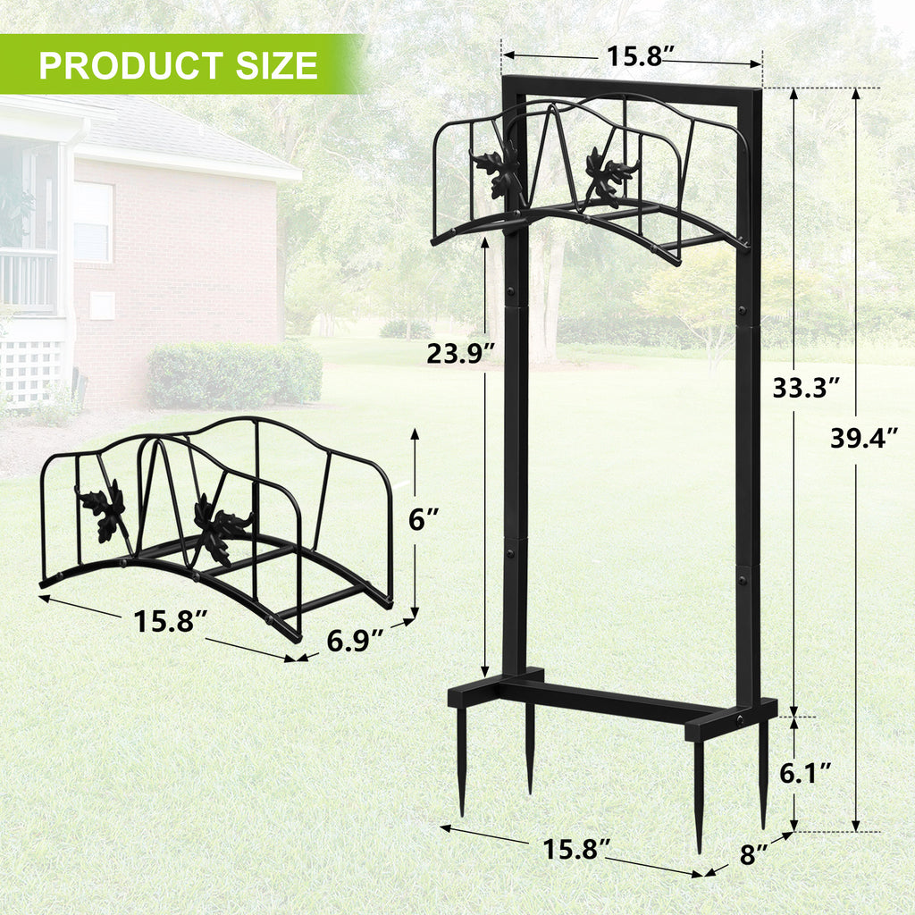 Arttoreal Freestanding Garden Hose Holder, Metal Water Hose Stand with 4 Ground Stakes, Detachable Storage Rack for Yard Lawn Patio