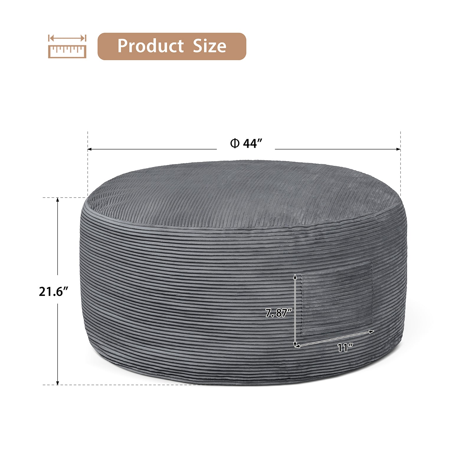 Arttoreal Bean Bag Chair with Foot Stool, 40.5" Corduroy Bean Bag Sofa for Living Room Bedroom