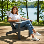 Adirondack Chair Lounger, Patio Chair HDPE Recliner Weather Resistant, Fire Pit Seating High Back for Outdoor, Backyard, Garden, Deck, Lawn, Gray