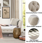 Button tufted, high quality polyester fiber cushion, wooden legs, easy to assemble, single bed, living room, bedroom sofa bed, sofa bed without backrest, warm beige