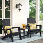 3-piece folding Adirondack chair set with cushions, patio fireplace chair, outdoor weather-resistant chair, with cup holder and coffee table, suitable for patio, backyard, and garden.