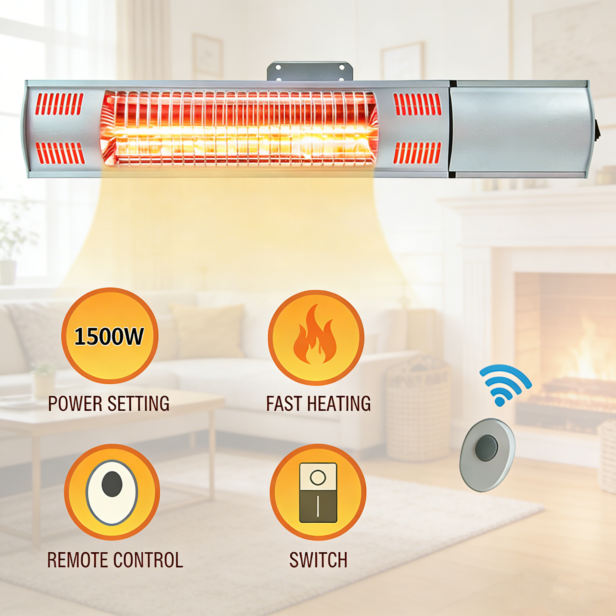 Arttoreal Wall Mounted Infrared Electic Patio Heater / Home Space Heater / Infrared Radiant Heater