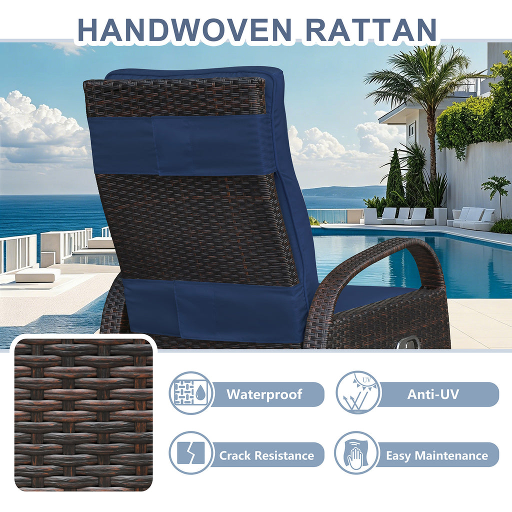 Arttoreal Outdoor Swivel Rattan Lounge Chair, 42.2 inches high,  – Indoor/Outdoor Recliner with Side Table