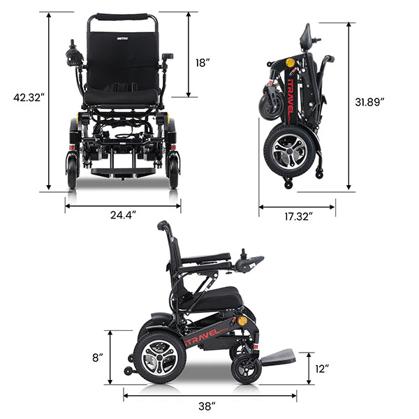 Intelligent Folding Electric Wheelchair / Lightweight Foldable Powered Wheelchair / Electric Scooter Mobility