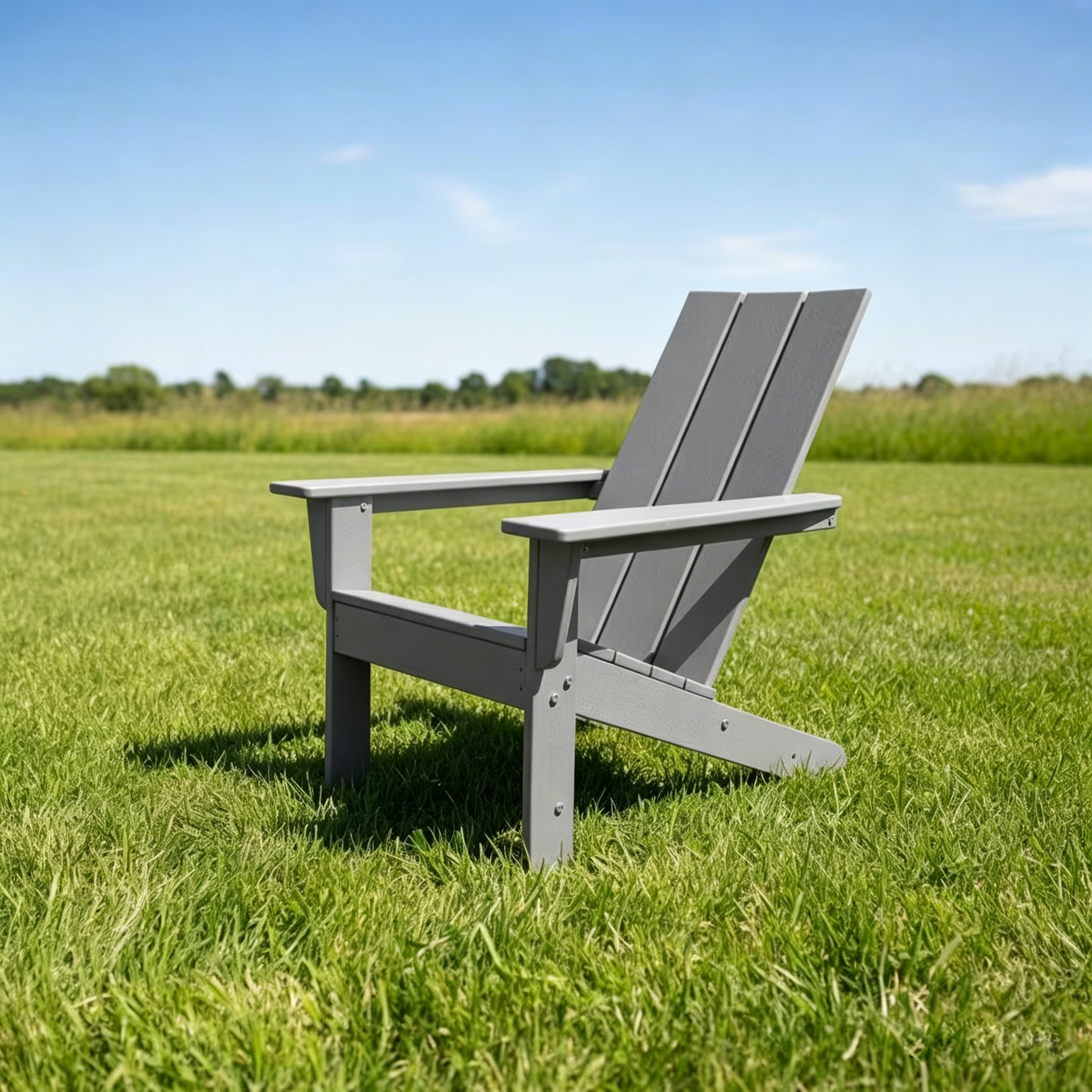 Adirondack Chair Lounger, Patio Chair HDPE Recliner Weather Resistant, Fire Pit Seating High Back for Outdoor, Backyard, Garden, Deck, Lawn, Gray