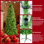 6FT Slim Pencil Christmas Tree 754 Tips, Artificial Xmas Tree for Christmas & Halloween Decor