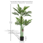 Artificial Golden Cane Palm Tree, 180cm Tall Faux Areca Palm Plant in Pot for Indoor or Outdoor Home and Office Decor, Adjustable Trunk,