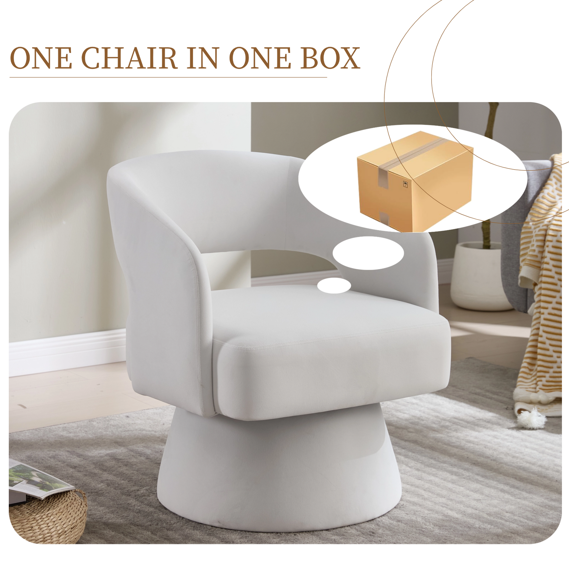 Swivel Barrel Chair, Velvet Accent Armchair 360 Degree Swivel Club Chair for Living Room Bedroom Reception Room